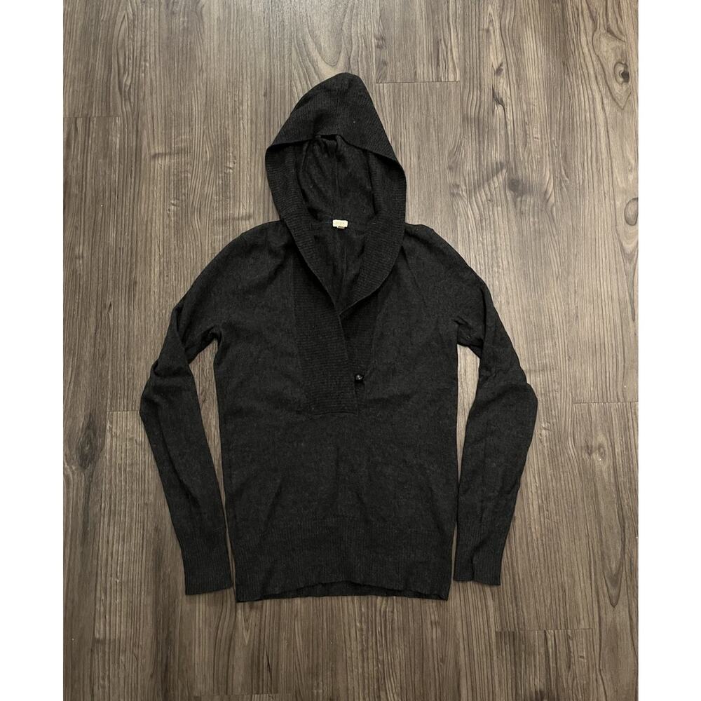 J.CREW Cashmere Wool Stretch Knit Hoodie Shawl Sweater Hooded Top Womens XS